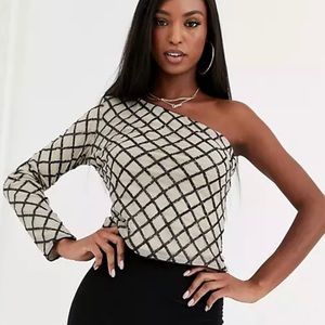 Missguided one shoulder diamond sequin top